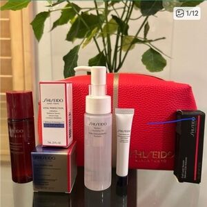 Shiseido Skincare Set with Red Bag